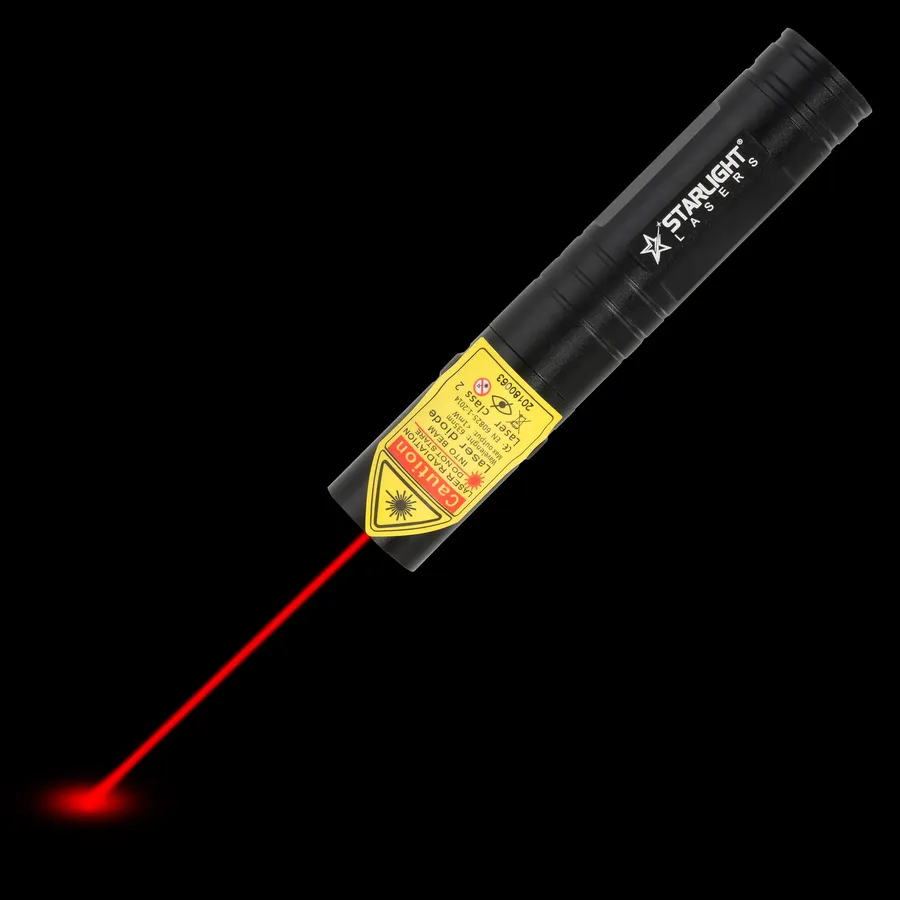 Roter Laserpointer kompakt R2 Pro mit sichtbarem Laserstrahl im Dunkeln