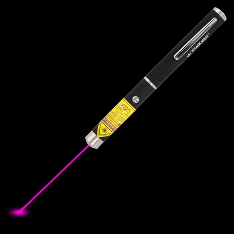 Violetter Laserpointer Stift Z1 mit sichtbarem Laserstrahl im Dunkeln